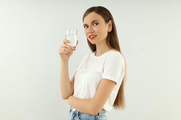Concept of people, young woman on light background