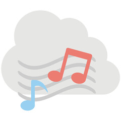 Cloud Computing Music Flat Colored Icon