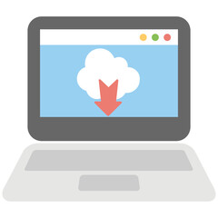 Cloud Downloading Flat Colored Icon