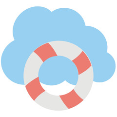 Cloud Computing and Storage Security Concept Flat Colored Icon