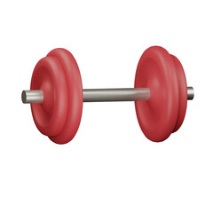 3d red dumbbell icon