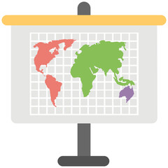 World Atlas Flip Chart Flat Colored Icon