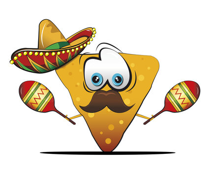 Tortilla nacho chip character. PNG with a transparent background