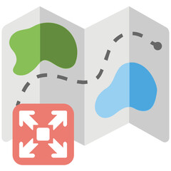 View Large Map Flat Colored Icon