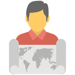 Map Viewing Flat Colored Icon