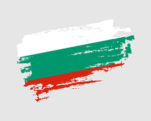 Hand painted Bulgaria grunge brush style flag on solid background