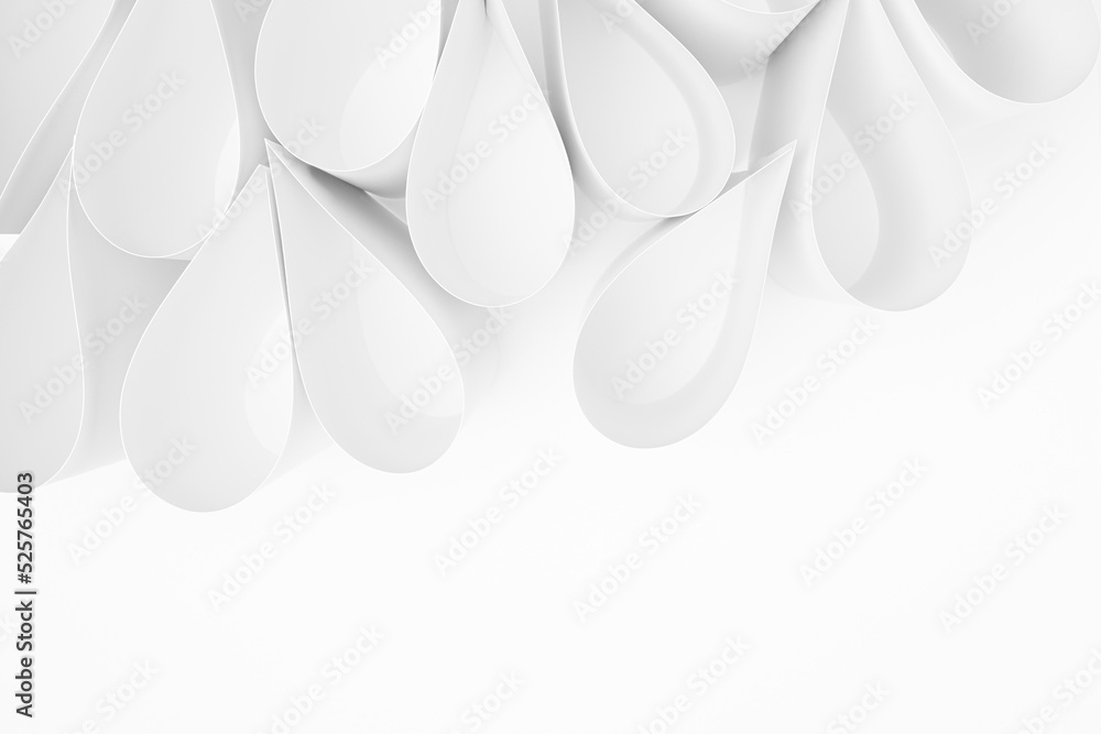 Poster white abstract background with white tears shape or water drops of paper as soft light horizontal bo