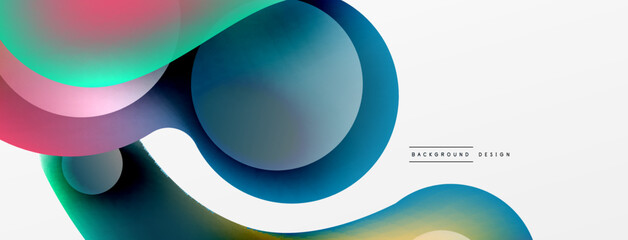 Fluid abstract background, round shapes and circle flowing design for wallpaper, banner, background or landing