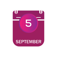5 september, september calendar icon with date