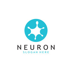 nerve cell logo or neuron logo with vector template