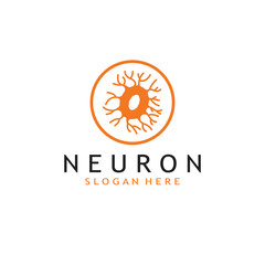 nerve cell logo or neuron logo with vector template