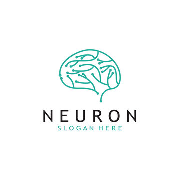 nerve cell logo or neuron logo with vector template