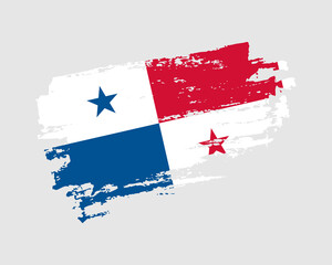 Hand painted Panama grunge brush style flag on solid background