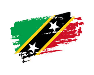 Hand painted Saint Kitts and Nevis grunge brush style flag on solid background