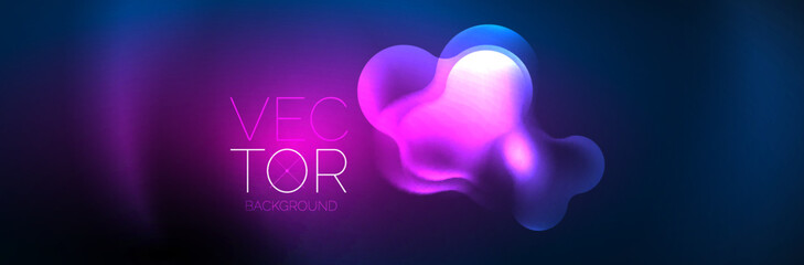 Glowing neon lights abstract shapes composition. Magic energy concept. Template for wallpaper, banner, background or landing