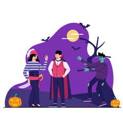 People with A Costume Illustration