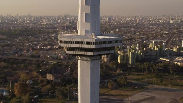 Sightseeing Torre Espacial high observation tower standing tall at Buenos Aires 