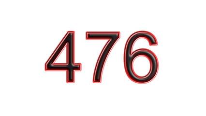 red 476 number 3d effect white background