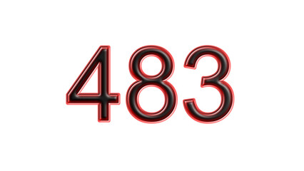 red 483 number 3d effect white background