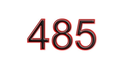 red 485 number 3d effect white background