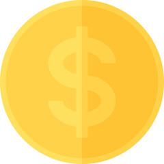 Flat design illustration of gold dollar coin. Business and finance concept.	