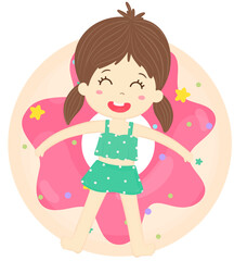 Girl with Donut Swimming Ring, Floating Ring