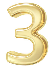 3d golden font number 3