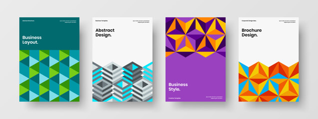 Creative company cover vector design layout bundle. Minimalistic geometric pattern presentation concept set.