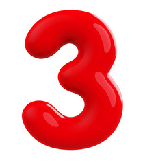 3d number 3 red