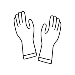 Obraz premium Cleaning gloves rubber icon in line style icon, isolated on white background