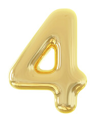 3d golden number 4 render