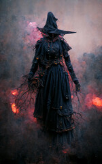 Fototapeta premium Witch of the dead in the mist