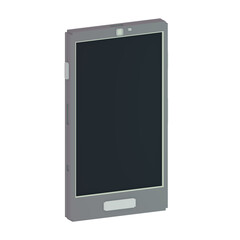 Smartphone with black blank screen. Silver, low poly stylized 3D illustration