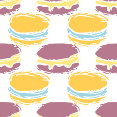 Seamless cake pattern. Sweets and candy background. Doodle vector illustration with sweets and candy icons