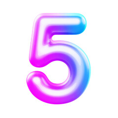 3d blue number 5