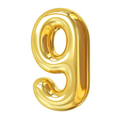 3d golden font number 9