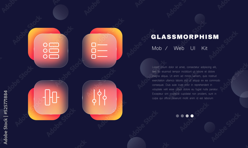 Poster navigation menu set icon. check list, apps, application, horizontal alignment, settings sliders, con