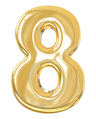 3d golden font number 8