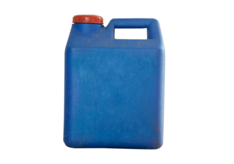 Blue plastic gallon isolated transparency background.
