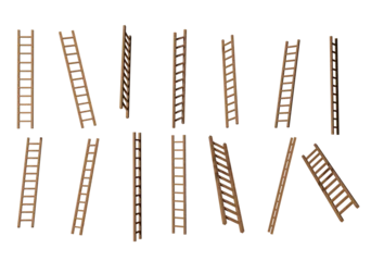 Deurstickers Wooden ladder isolated transparency background. © moderngolf1984