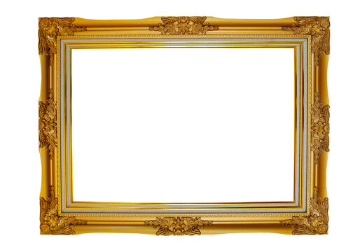 Old picture frame isolated transparency background.