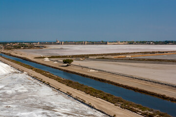 The salt flats of Aigues-Mortes in the Camargue, France