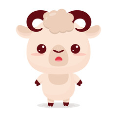 Colorful kawaii lamb in beautiful style on white background. Colorful vector illustration. Vector illustration art. Funny cartoon character