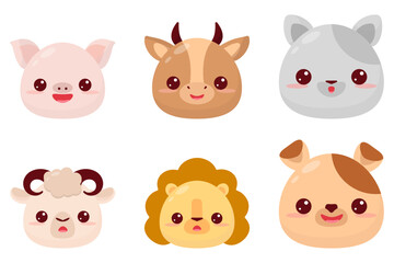 Set cartoon animals in hand drawn style on white background. Hand drawn illustration. Cartoon vector illustration. Cute symbol. Funny vector illustration. Funny cartoon character