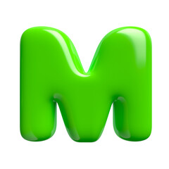 Green 3d font - Capital glossy 3d letter M