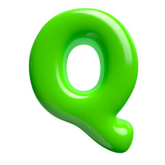 Green 3d font - Capital glossy 3d letter Q