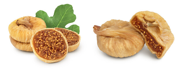 dried fig isolated on white background with clipping path and full depth of field. Set or collection