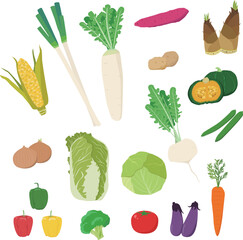 野菜　食材　カラーアイコン　イラスト
