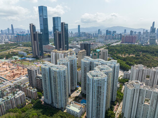 Fototapeta na wymiar ShenZhen downtown, Futian district. Aerial view of Skyline in Shenzhen city in China in SHENZHEN.