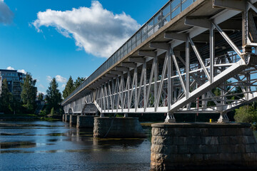 Skelleftea, Sweden The Parkbron bridge in downtown over the Skelleftea river.